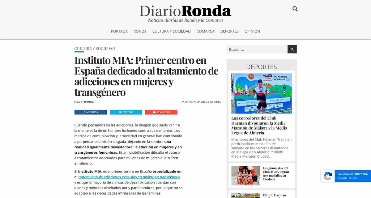Instituto MIA, en Diario Ronda