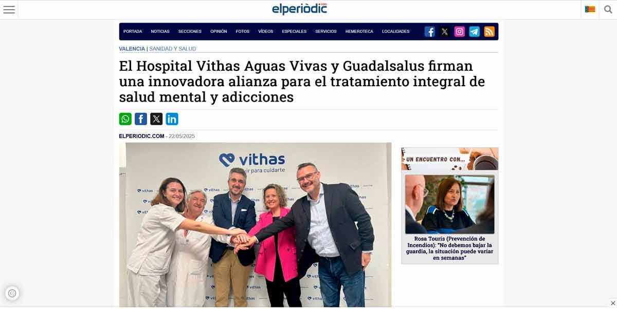 Guadalsalus y Vithas Aguas Vivas firman una innovadora alianza en adicciones 